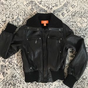 Michael Kors leather bomber jacket